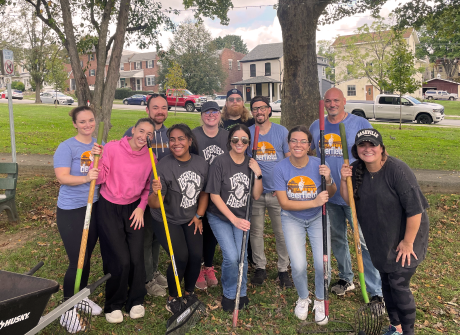 The Deerfieeld team participating in a community playground clean up.